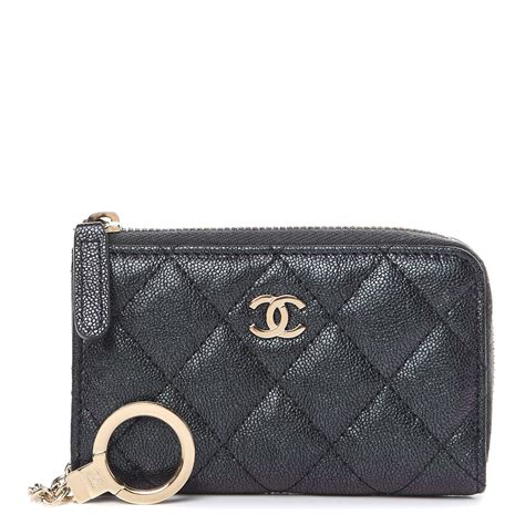 chanel keychains|Chanel zipped key holder.